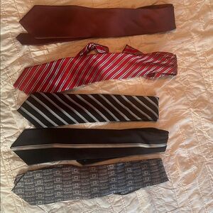 Elegant Men's Tie Set - Red, Black, and Gray